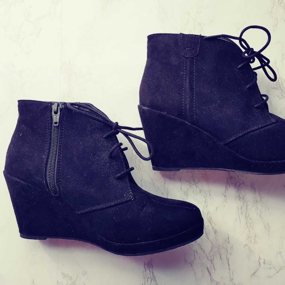 Black Ankle Wedge Booties